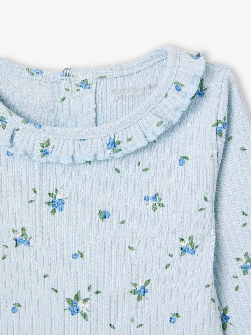 Vertbaudet Baby Shirt mit Kragen und Wellenkanten, Himmelblau, – Produktbild 2 von 4