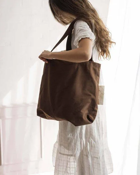 TINTOK TINTOK Rima Canvas Tasche 100 % Bio-Baumwolle GOTS-zertifiziert, Brown, – Produktbild 2 von 4