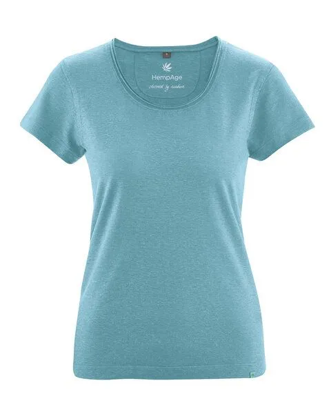 HempAge HempAge Damen T-Shirt mit Rollsaum Hanf/Bio-Baumwolle, Wave, – Produktbild 1 von 4