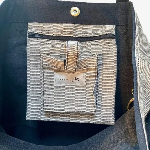Dragolina Dragolina Eleganter Shopper Cora mit Webstoff der Pwo Karen, Anthrazit/creme, – Produktbild 2 von 4