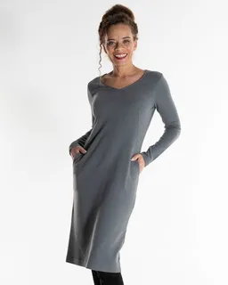 Alma & Lovis Alma & Lovis Jersey-Jacquard-Kleid aus Organic Cotton | V-Neck Dress – Produktbild 1 von 1