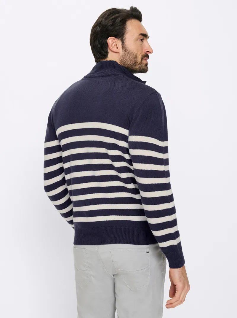 marco donati Langarm-Pullover marine-ecru-gestreift, Marine-ecru-gestreift, – Produktbild 2 von 2
