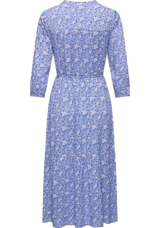 ragwear ragwear Maxikleid Meve Leichtes Langarmkleid mit Blumenmuster, Blau, – Produktbild 1 von 2