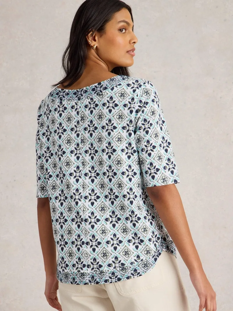 White Stuff T-Shirt Weaver aus Jersey - 34, Weiß print, – Produktbild 4 von 4