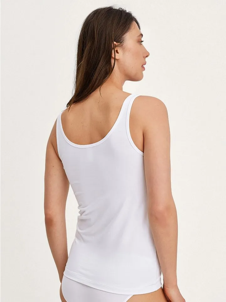 CALIDA CALIDA Shirttop Essential Cotton Baumwoll-Mix, Single Jersey, elastisch, Rundhalsausschnitt, Weiß, – Produktbild 5 von 5