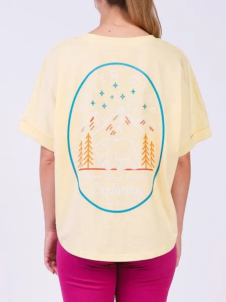 watapparel watapparel Oversize T-Shirt Frauen Never stop exploring, Butter, – Produktbild 2 von 4