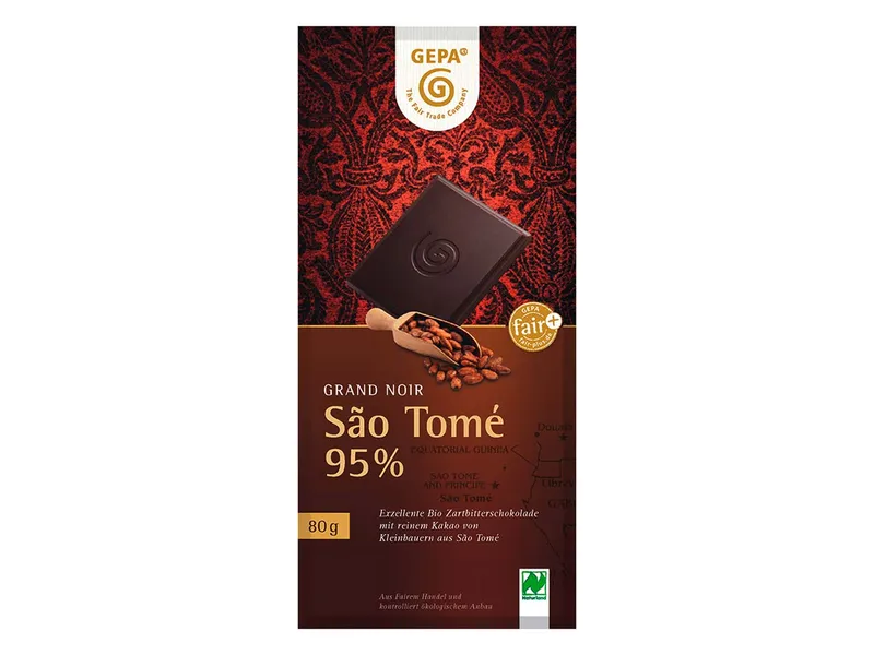 gepa GEPA Bio-Schokolade 'Grand Noir' Sao Tomé 95% 80 g – Produktbild 1 von 1