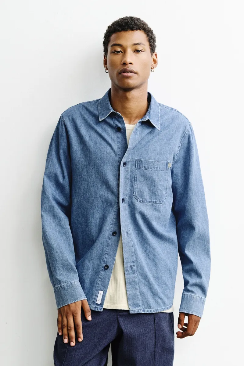 Rotholz Rotholz Herren vegan Hemd Denim, Blau, – Produktbild 2 von 2