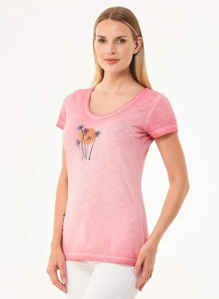 ORGANICATION ORGANICATION Cold Pigment Dyed T-Shirt aus Bio-Baumwolle mit Print, Rosa(desert rose), – Produktbild 1 von 4