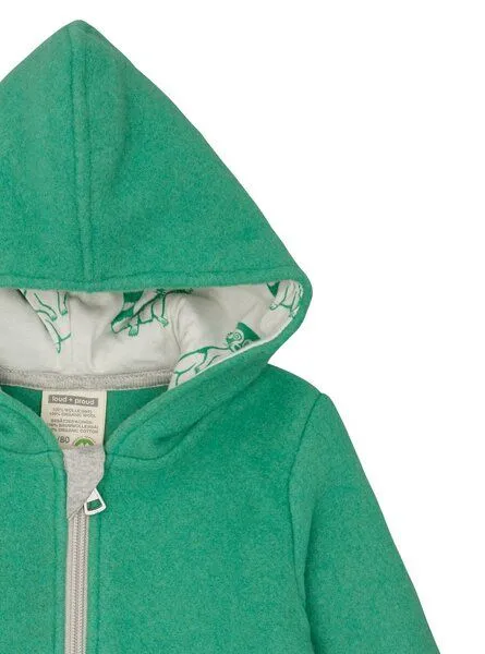 loud + proud loud + proud Babys & Kinder Wollfleece-Jacke mit Kapuze, GOTS-zertifiziert, Plant(grün), – Produktbild 3 von 3