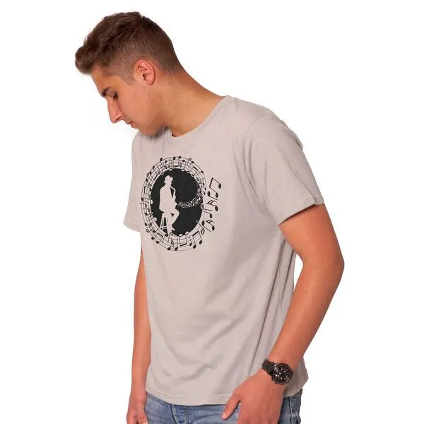 HANDGEDRUCKT HANDGEDRUCKT RESTPOSTEN "Musicmaker" Männer T-Shirt, Lightgrey, – Produktbild 1 von 3