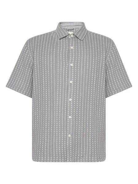 Knowledge Cotton Apparel Knowledge Cotton Apparel Breeze Structure Short Sleeve Shirt, Grey stripe, – Produktbild 1 von 3