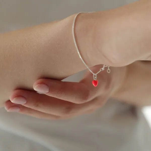 BELLYBIRD Jewellery BELLYBIRD Jewellery Armband - kleines Herz, Anhänger/ Silber/ Silber emailliert/ Silber vergoldet, Korall, – Produktbild 1 von 3