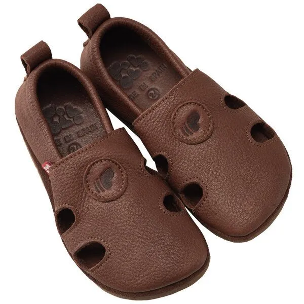 Pololo Pololo Barfußschuh "Sommer" aus pflanzlich gegerbtem Leder mit Gummisohle, Größen 20-34, Braun, – Produktbild 1 von 4