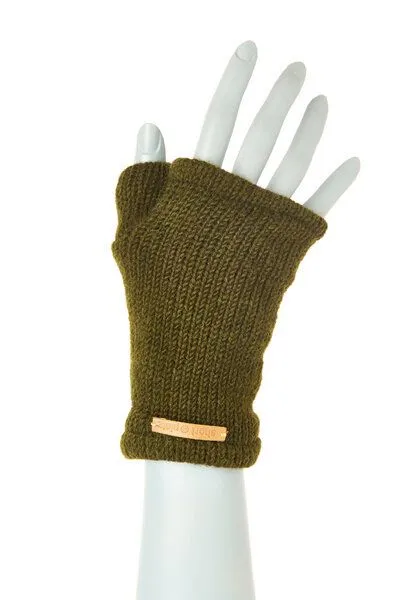 short'n'pietz short'n'pietz Handstulpen aus Schurwolle für Kinder, handgestrickt, Olivegrün, – Produktbild 1 von 1