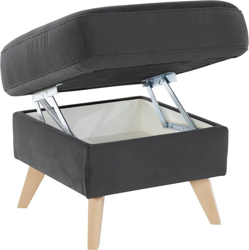 exxpo - sofa fashion Hocker Nappa mit praktischem Staufach unter der Sitzfläche, Gelb, – Produktbild 4 von 5