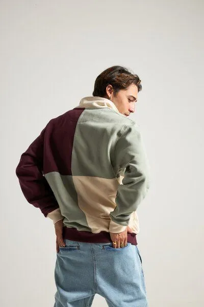 Trendsplant Trendsplant Color Block Quarter Zip Sweatshirt Iron Veil, Bunt, – Produktbild 3 von 4
