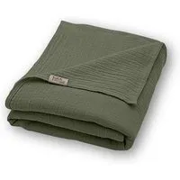 Hutch&Putch Hutch&Putch Musselin Sommerdecke für warme Nächte - Abmaße 135x220 cm - aus 100% Bio-Baumwolle - Handmade in Germany, Olive green, – Produktbild 1 von 1