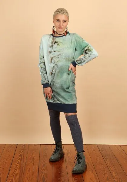 Die rote Zora Die rote Zora Sweatkleid mit Taschen, Lagune (blau-grün), – Produktbild 2 von 4