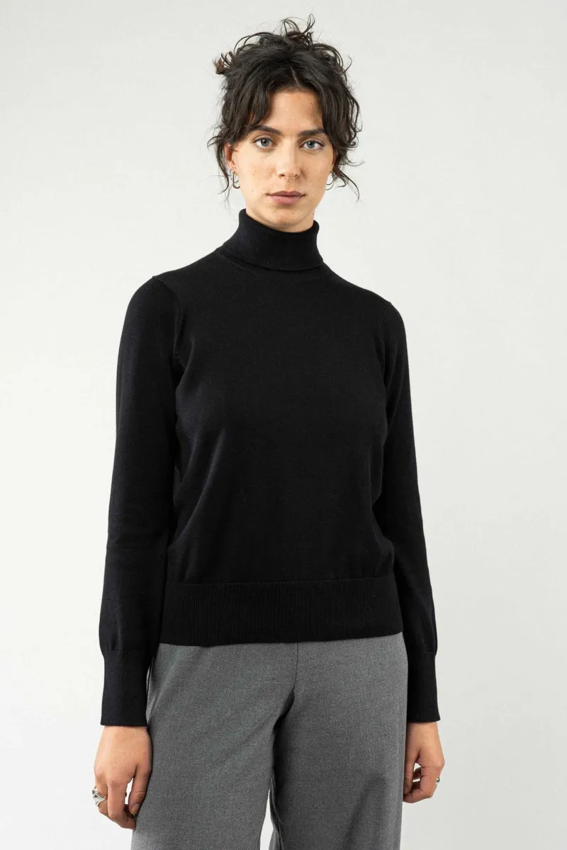 MELA MELA Damen vegan Rollkragenpullover Mayura, Schwarz, – Produktbild 2 von 2