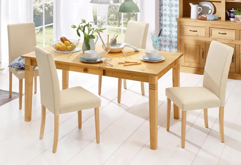 OTTO home Esstisch Danuta, Tisch, Speisetisch, wahlweise mit Schublade, aus massiver Kiefer, FSC®-zertifiziert, Beige, – Produktbild 8 von 8