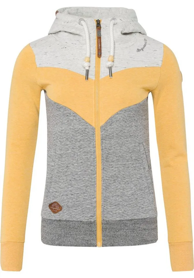 ragwear ragwear Sweatjacke TREGA ZIP O im Colorblocking-Design, Gelb, – Produktbild 1 von 5