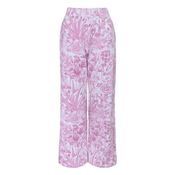 Jaya Jaya KAIRO COTTON FLOWERS - Damen - Yoga/Loungepants mit Print aus elastischer Biobaumwolle, White/weiss, – Produktbild 2 von 2