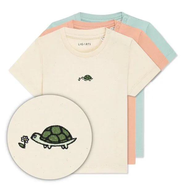 LIGARTI LIGARTI Babyshirt - Lars die Schildkröte, Pfirsich, – Produktbild 3 von 3