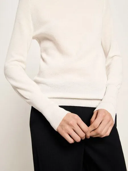 LANIUS LANIUS Rollkragenpullover aus Bio-Baumwolle, Off white, – Produktbild 4 von 4