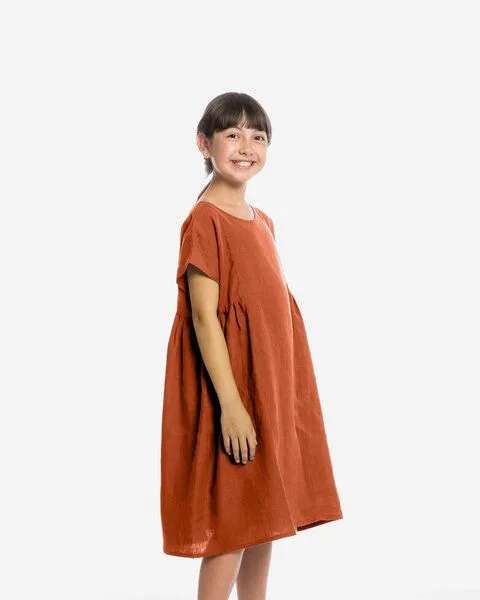 MATONA Matona Kleid | Boxy Dress | aus Leinen, Rooibos, – Produktbild 1 von 4