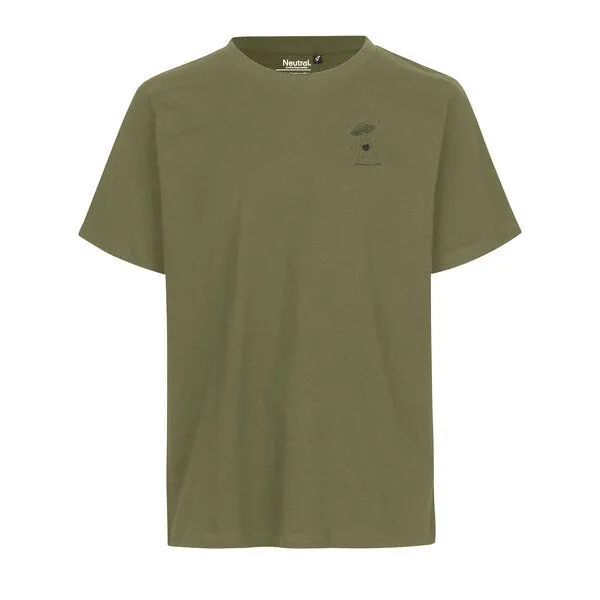 HANDGEDRUCKT HANDGEDRUCKT "Beam it up" Unisex T-Shirt aus reiner Baumwolle (kbA), Military, – Produktbild 2 von 3