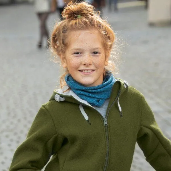 Disana Disana Loop Schal bio Merino Wolle Kinder, Oliv-anthrazit, – Produktbild 4 von 4