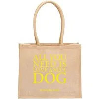 Treusinn Treusinn Eco Shopper "All you need is love...and a dog" / 100% Jutegewebe / umweltfreundlich, Gelb, – Produktbild 1 von 1