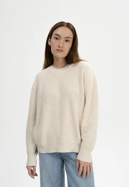 MELA MELA Rippstrick Pullover ADAH aus 100% Bio-Baumwolle, Cream melange, – Produktbild 2 von 4