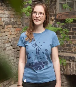 päfjes päfjes Teleskop mit Sternen - Frauen T-Shirt - aus Baumwolle Bio - Slub Blau – Produktbild 1 von 1