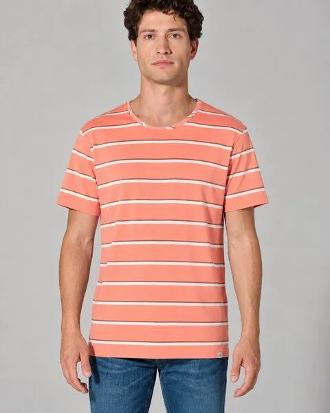 HempAge HempAge Herren Streifen T-Shirt Hanf/Biobaumwolle, Peach(orange), – Produktbild 1 von 4