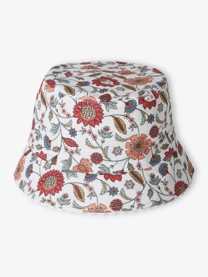 Vertbaudet Mädchen Sonnenhut mit Blumenprints, Wollweiß, – Produktbild 1 von 2