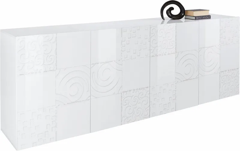 Home affaire Sideboard Miro, Breite 241 cm mit dekorativem Siebdruck, Weiß, – Produktbild 2 von 5
