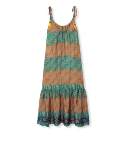 el.résidu el.résidu Damen vegan Kleid Myra Teal Blau/ Braun – Produktbild 1 von 1