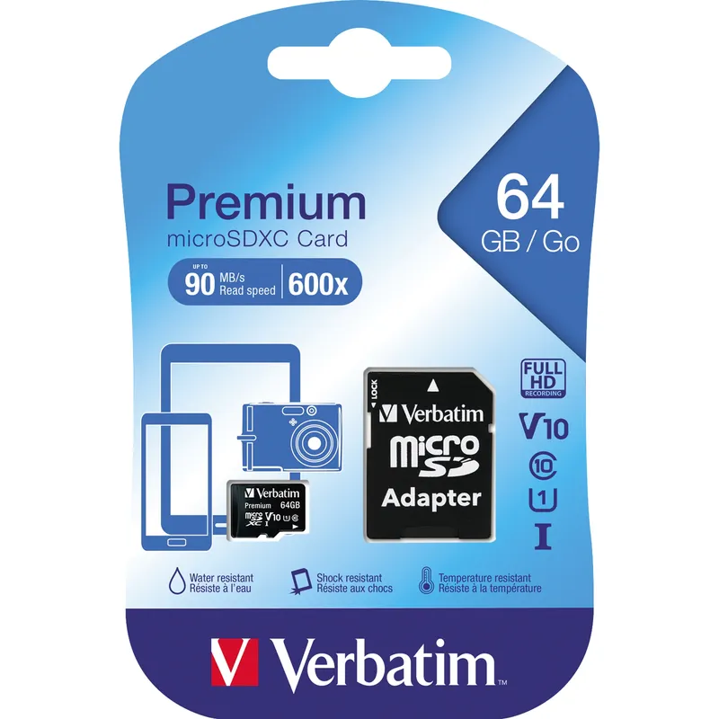Verbatim Verbatim Micro SDXC-Speicherkarte, 64 GB, Class 10 mit SD-Adapter – Produktbild 4 von 5