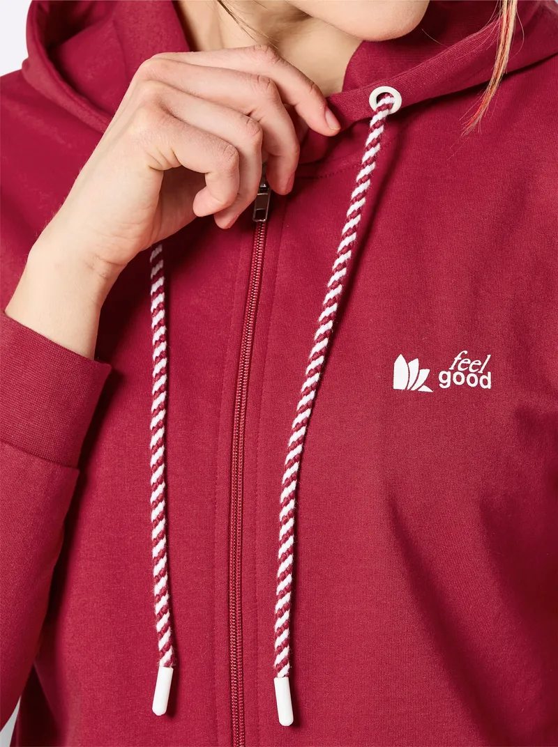feel good Sweatjacke, Kirsche-weiß, – Produktbild 2 von 2