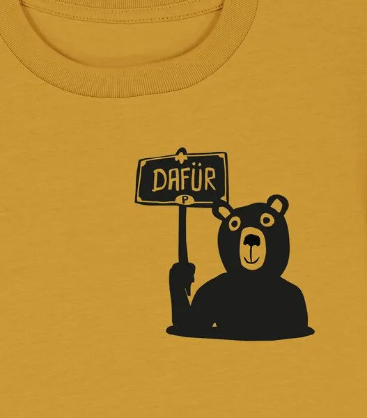 päfjes päfjes Der Bär ist DAFÜR! Du auch? - Kinder T-Shirt aus Bio Baumwolle Fair - Siebdruck, Ochre (gelb), – Produktbild 3 von 3