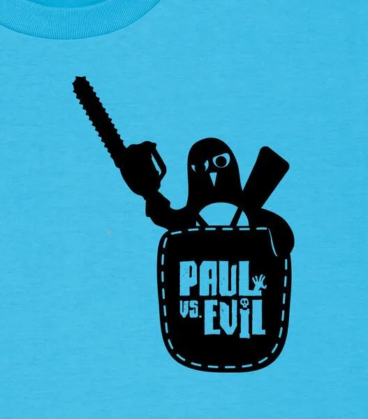 päfjes päfjes Pinguin Paul vs. Evil - Fair Wear Männer Bio T-Shirt, Blau (azur), – Produktbild 3 von 4
