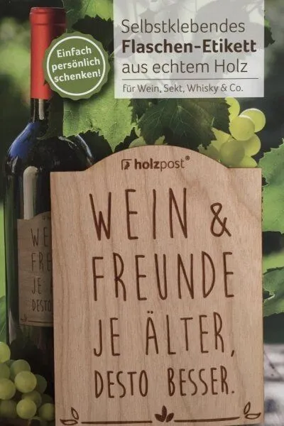 holzpost holzpost Flaschen-Etikett "Wein & Freunde" – Produktbild 2 von 3