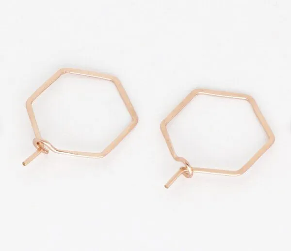 BELLYBIRD Jewellery BELLYBIRD Jewellery CREOLEN - Hexagon, gehämmert, S/M/L, Rosé vergoldet, – Produktbild 3 von 4