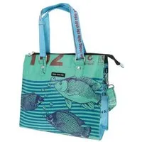 MoreThanHip MoreThanHip Stilvolle Damen Schultertasche aus recycelten Zement- oder Fischfuttersäcken - Dara, Blau/grün - fische, – Produktbild 1 von 1