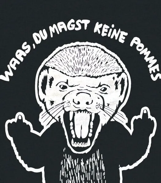 päfjes päfjes Pommes / Honigdachs mag Pommes Frittes - Fair Wear Unisex Männer Bio T-Shirt, Schwarz, – Produktbild 4 von 4