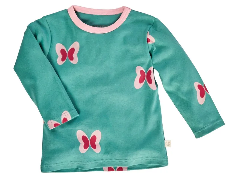 HANS NATUR Kinder Langarmshirt Bio-Baumwolle Schmetterling rosa Gr.122/128, Rosa, – Produktbild 1 von 2