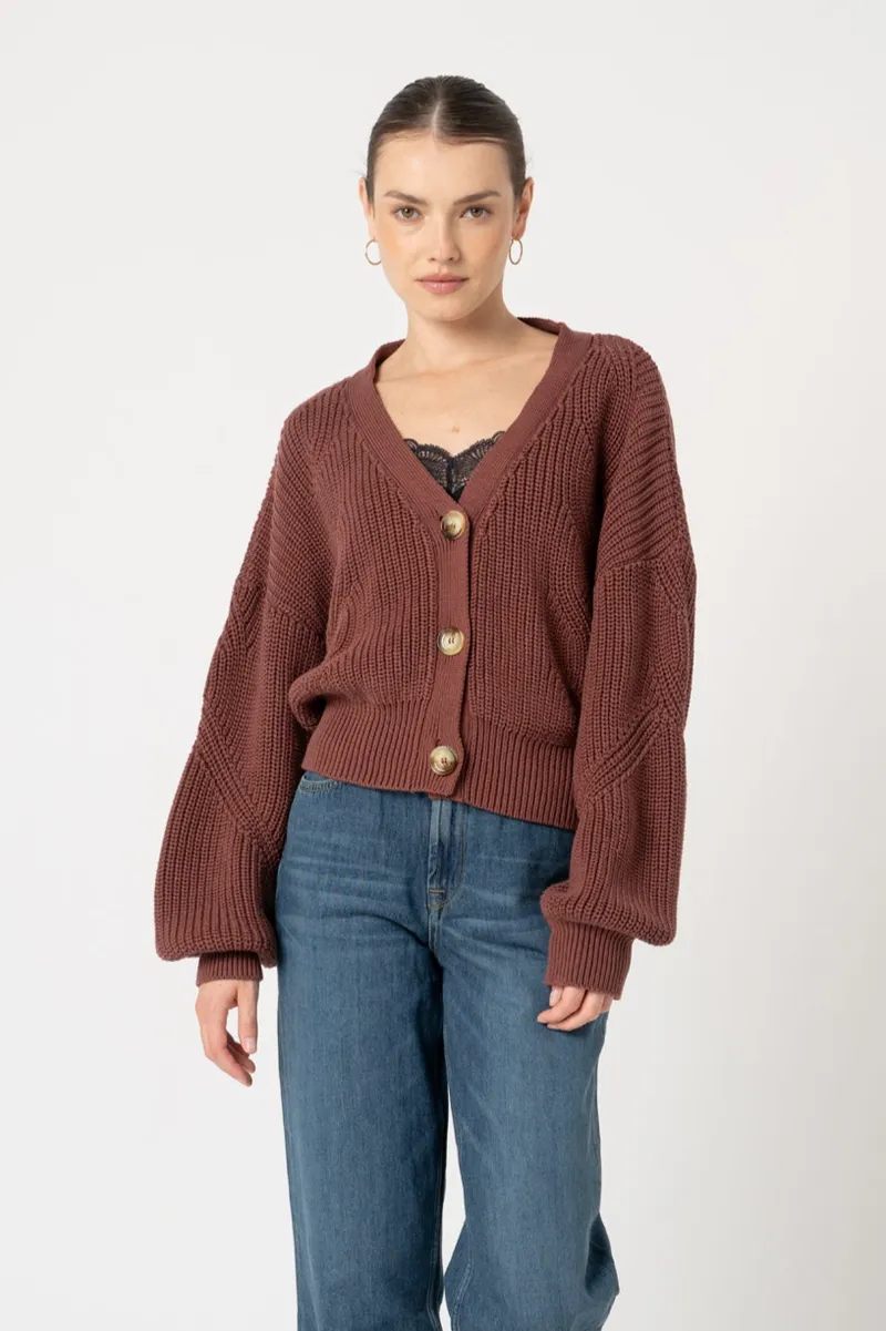 Lovjoi LOVJOI Damen vegan Strickjacke Antoinett Dark Maroon, Dunkelrot, – Produktbild 2 von 2