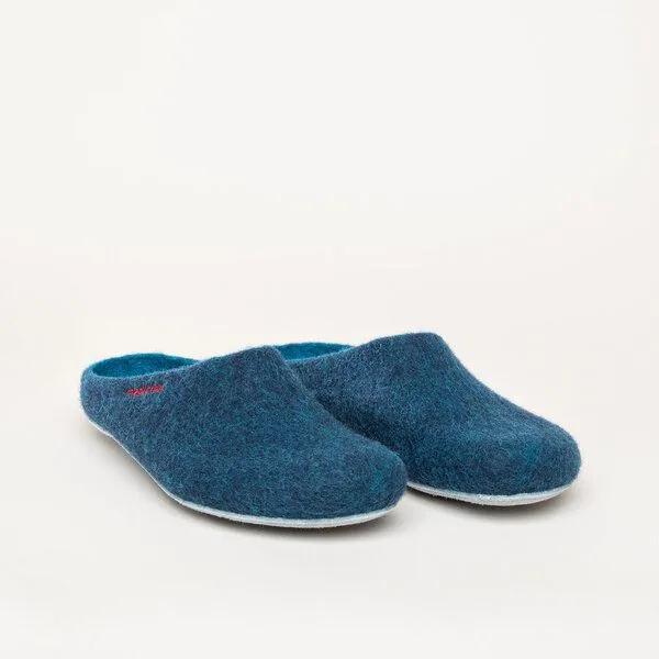 Magicfelt Magicfelt Filz-Hausschuh AP 701 aus 100% Merino-Wolle Pantoffeln für Damen & Herren mit Ledersohle, Dark blue washed, – Produktbild 1 von 4
